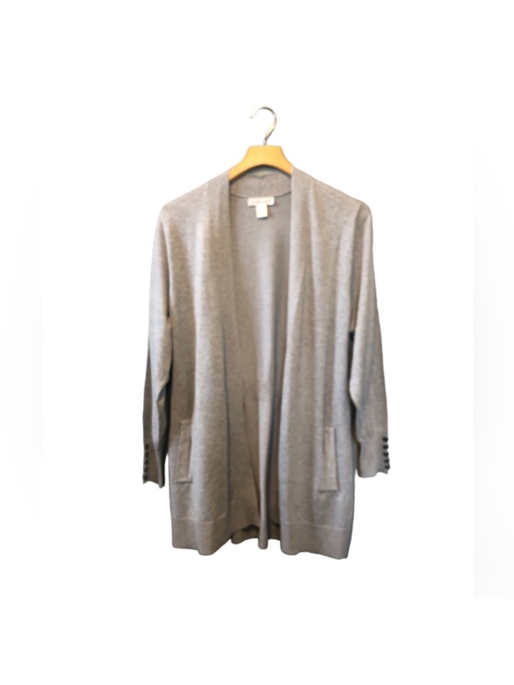Christopher & Banks Light Gray Open-Front Long Cardigan Oversized Small NWOT
